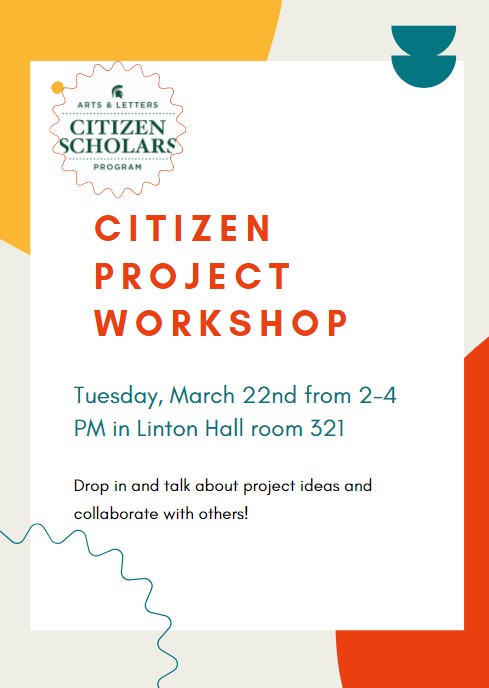 Citizen project workshop march 22 2-4 PM in Linton Hall room 321